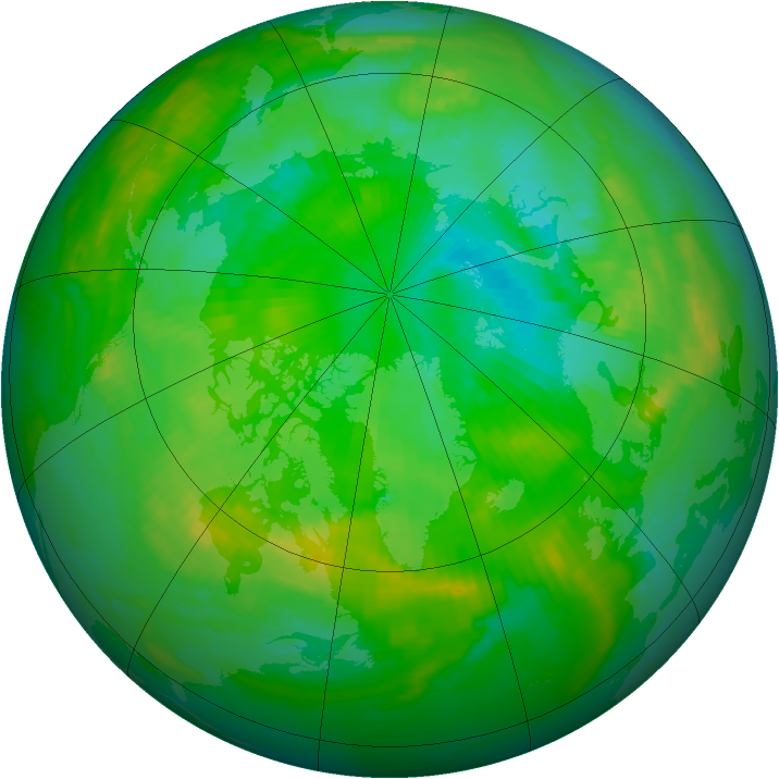 Arctic ozone map for 25 July 1985